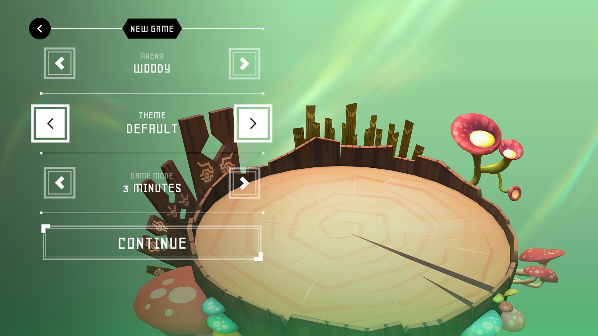 Pályaválasztó képernyő — Woody arena előnézet