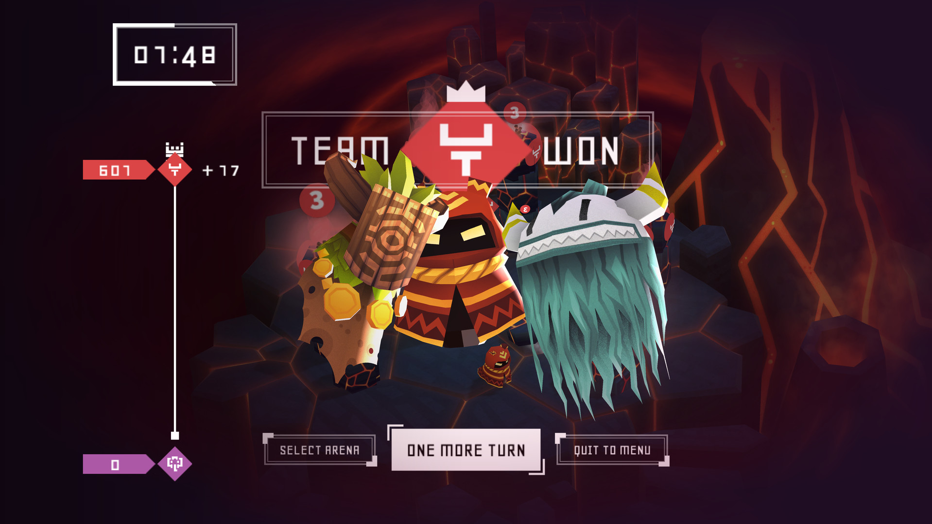 End screen — Team Won, One More Turn CTA