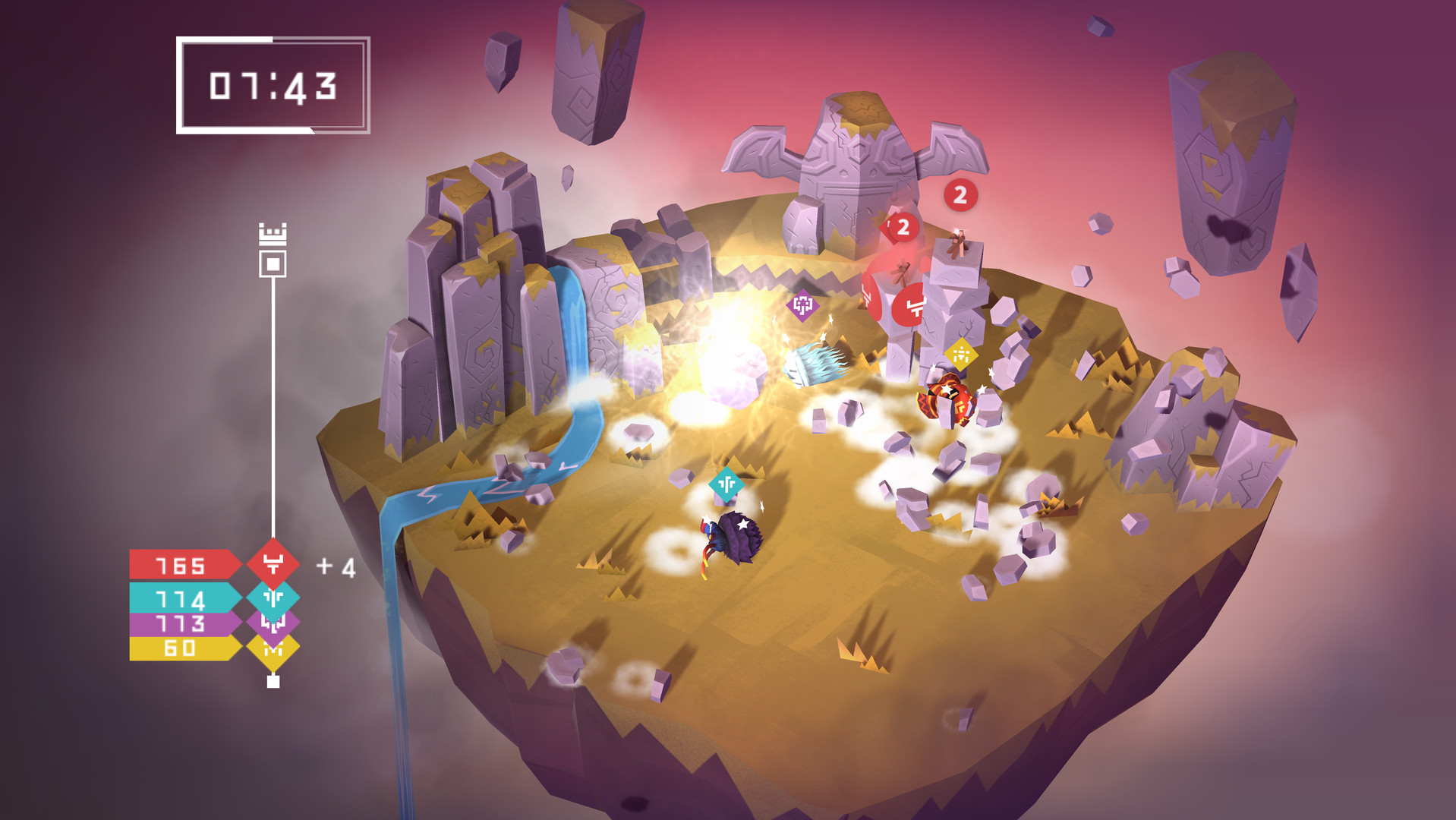 Gameplay — 4 játékos, toronyépítés, pontszámtábla